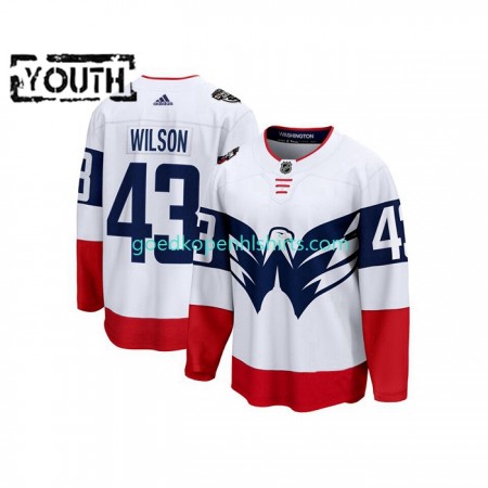 Washington Capitals Tom Wilson 43 Adidas 2023 NHL Stadium Series Wit Authentic Shirt - Kinderen